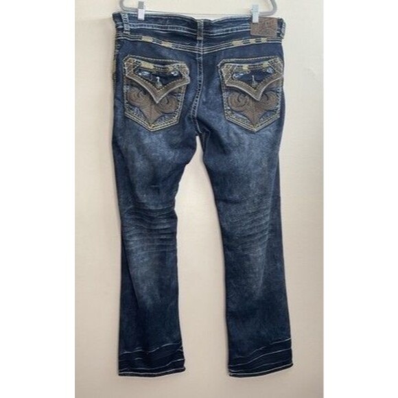 Affliction Black Premium Ace Distressed AcidDark Wash Straight Jeans Men Size 34 - Picture 12 of 13